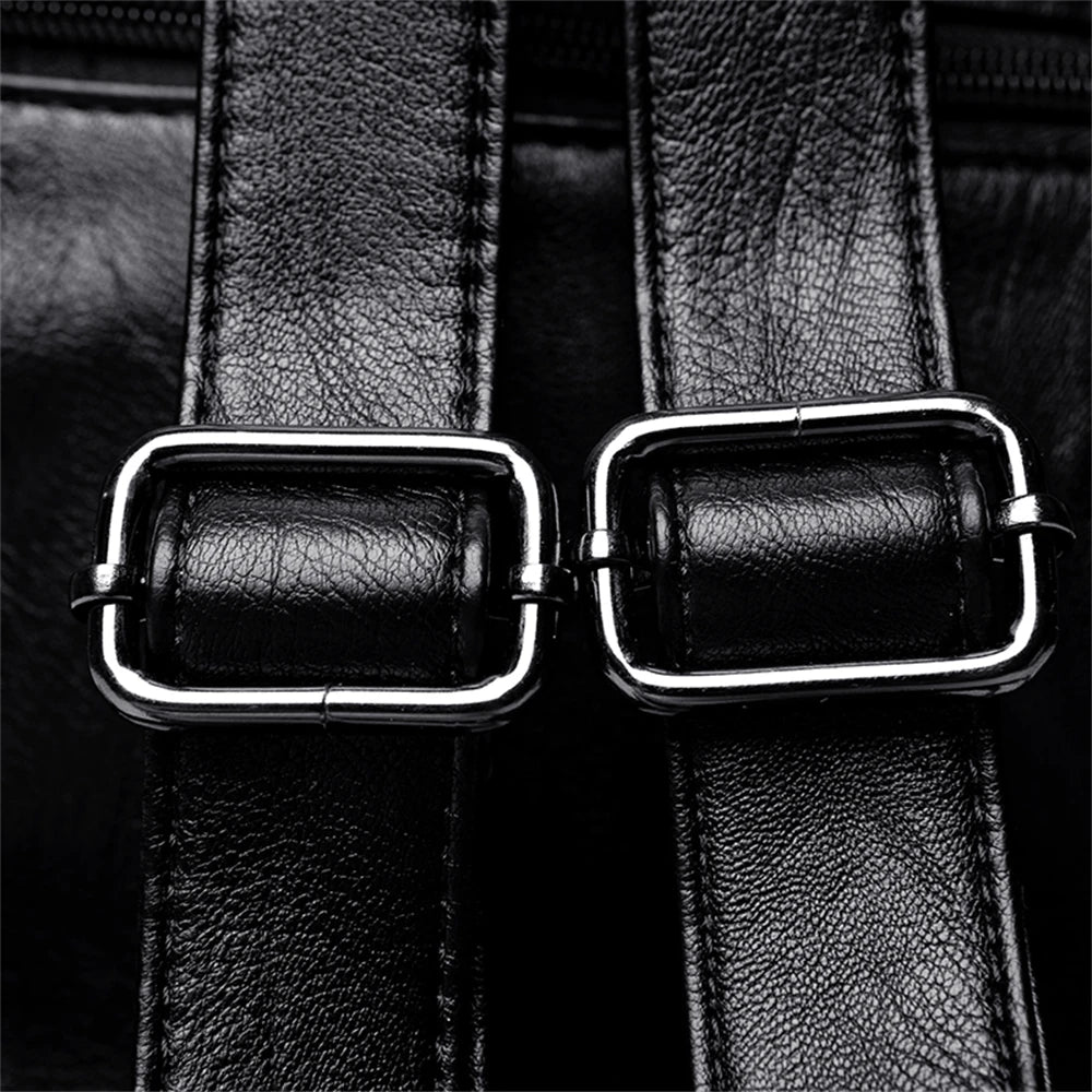 Panelled High Quality Leather Ladies Backpack Multifunctional Double Zipper Ladies Travel Backpack Fashion Ladies Shoulder Bag