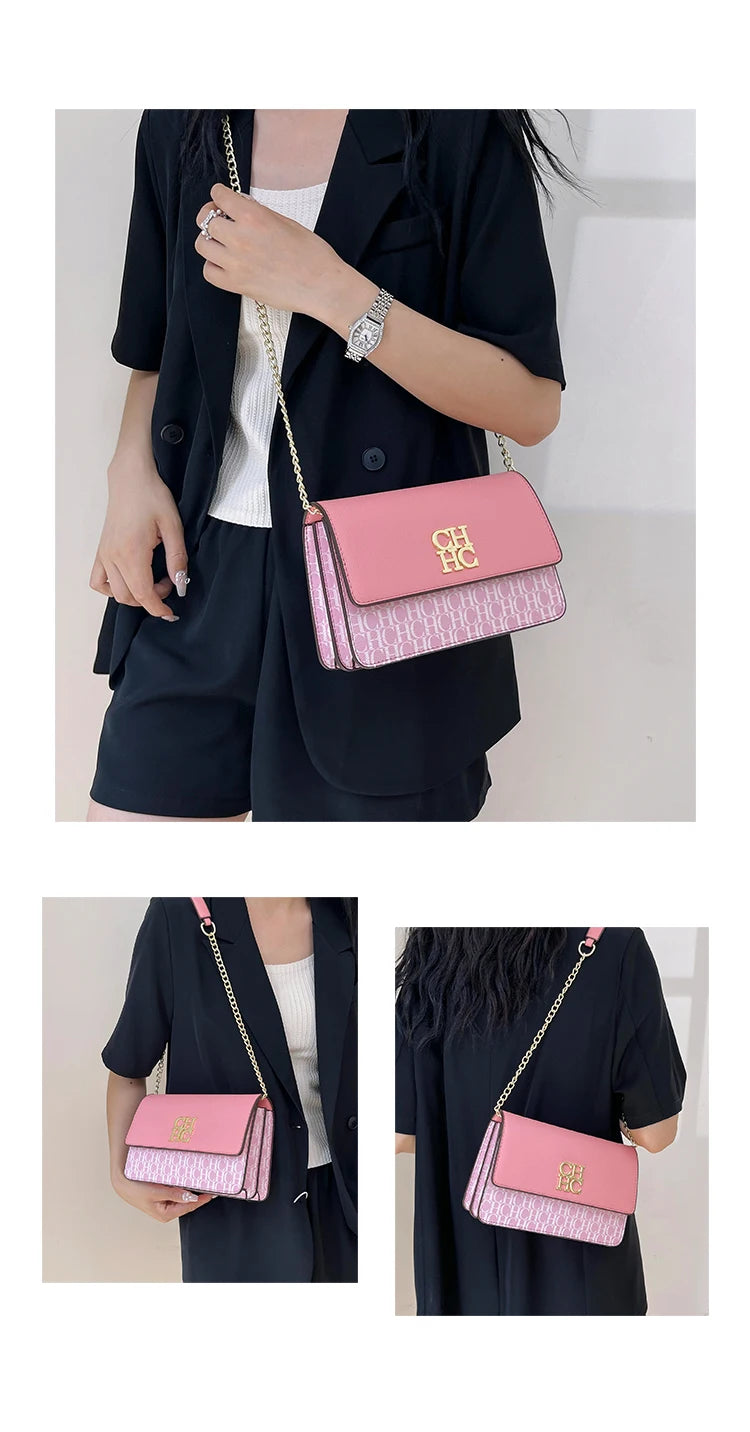 CH Multi Embossed Ladies Handbag Classic Ladies Crossbody Bag Ladies Shoulder Bag Fashion Luxury Brand Pure Color Design