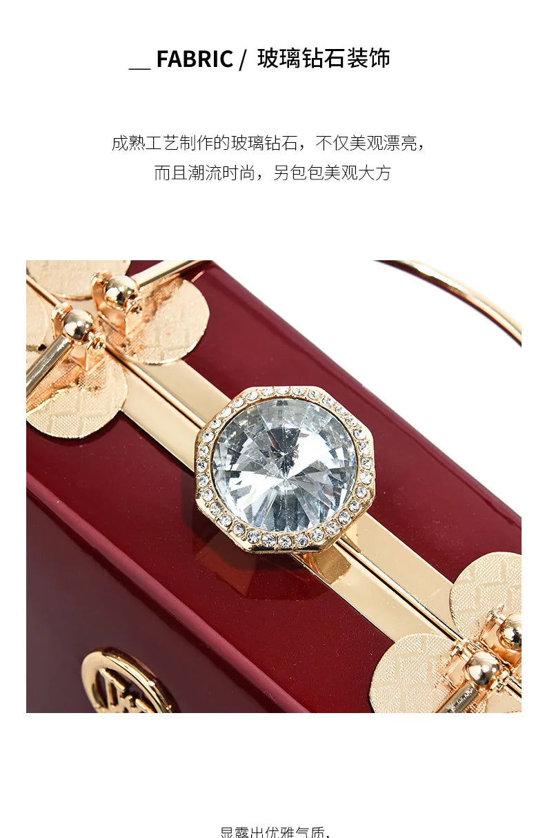 Quality Luxury Lady Messenger Bag Diamond Ladies Handbags Patent Leather Ladies Shoulder Bag Ladies Clutches Wedding Party Bags