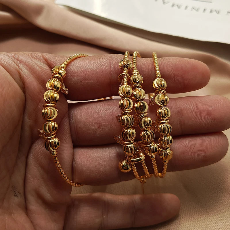 Gold Color Bangles For Women Girls Wedding Bracelet Bangles African Bridal Jewelery Bijoux Femme wedding Bangles jewelry