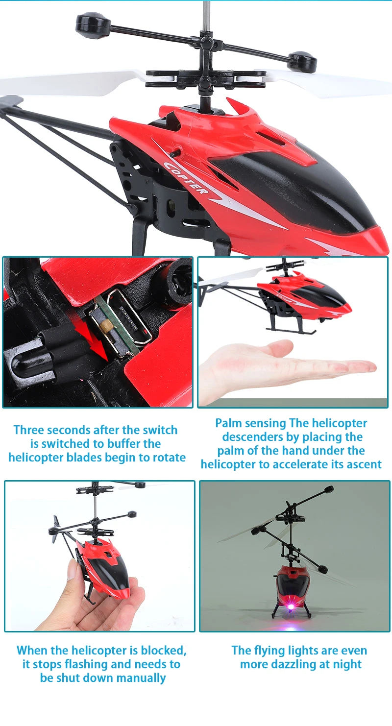 Rechargeable Mini RC Drone Remote Safe Fall-resistant RC Helicopters Drone Children Toys(No remote control battery)