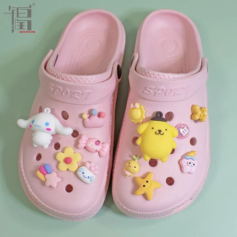Sanrio Hello Kitty Croc Charms Kawaii Kuromi Shoe Buckle Accessories Girl Slippers DIY Decorations for Croc Jibz Bracelets Gift