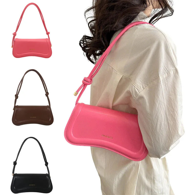 Ladies Shoulder Crossbody Bags Women Underarm Bags Solid Color Small Top-handle Bags Purse Female Daily Handbags PU Leather