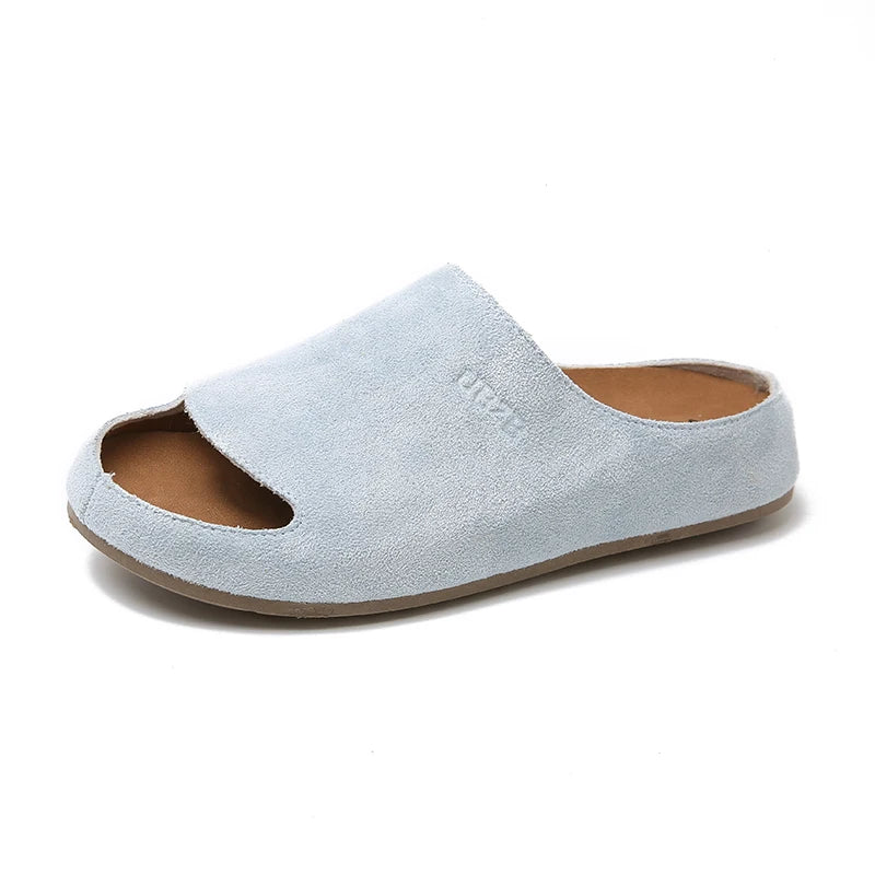 Women's Slippers Casual Slides Plat Slippers Closed Toe Round Toe Suede Clog Sandals Autumn New Retro Solid Color Fashion Shoes