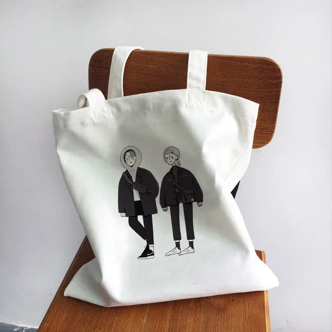 Ladies Handbags Girl Power Quotes Canvas Tote Bag Shopping Travel Women Eco Reusable Shoulder Shopper Bags High Capacity
