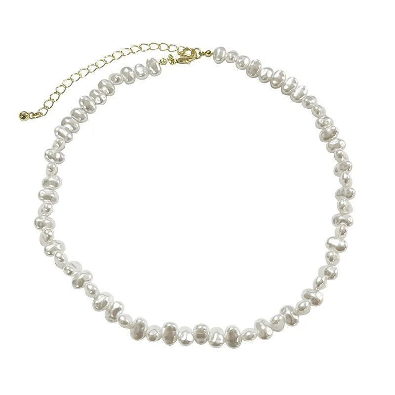 Simple Imitation Pearl Necklace Adjustable Elegant Irregular Beads New Trend Date Wedding Party Jewelry Women Girls Gift
