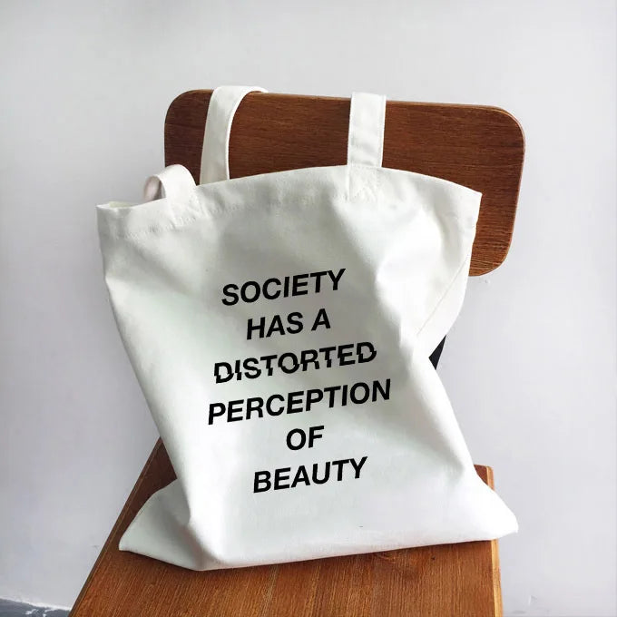 Ladies Handbags Girl Power Quotes Canvas Tote Bag Shopping Travel Women Eco Reusable Shoulder Shopper Bags High Capacity