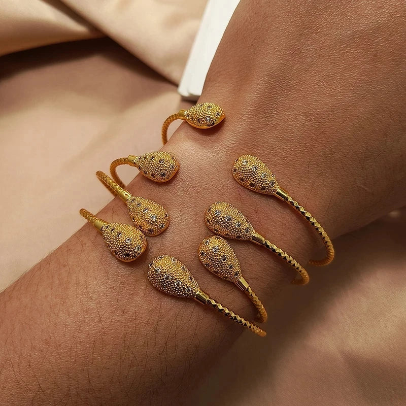 Gold Color Bangles For Women Girls Wedding Bracelet Bangles African Bridal Jewelery Bijoux Femme wedding Bangles jewelry