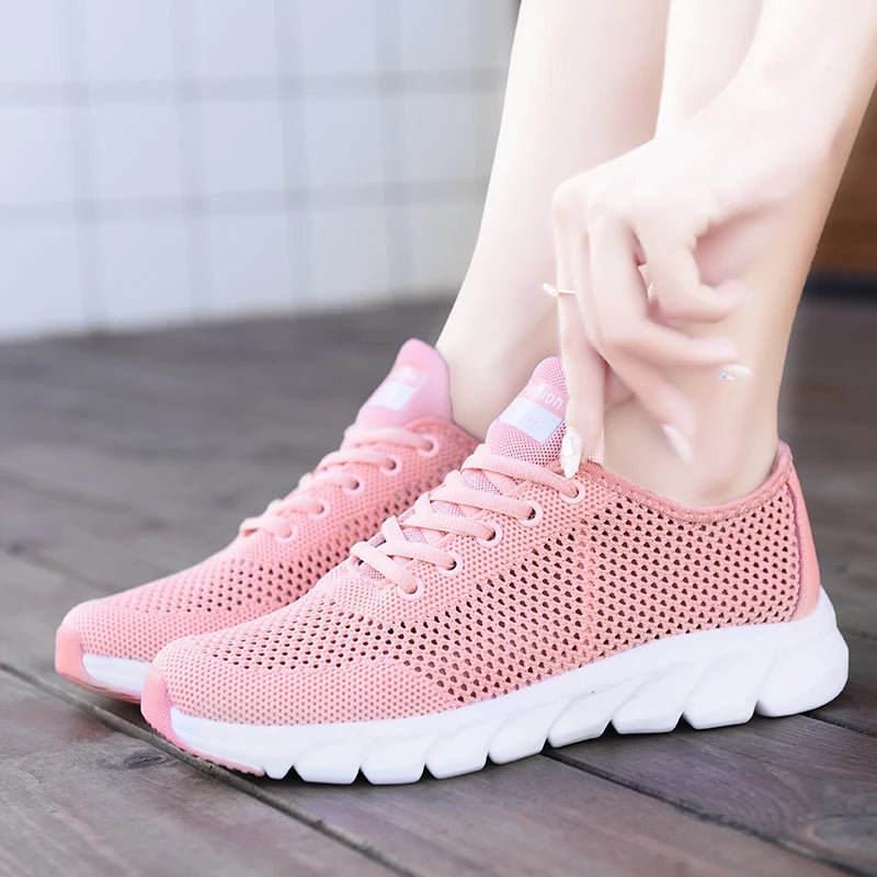 2022 Summer New Ladies Sneakers Breathable Lightweight Outdoor Running Sneakers Ladies Solid Color Tennis Ladies Casual Shoes