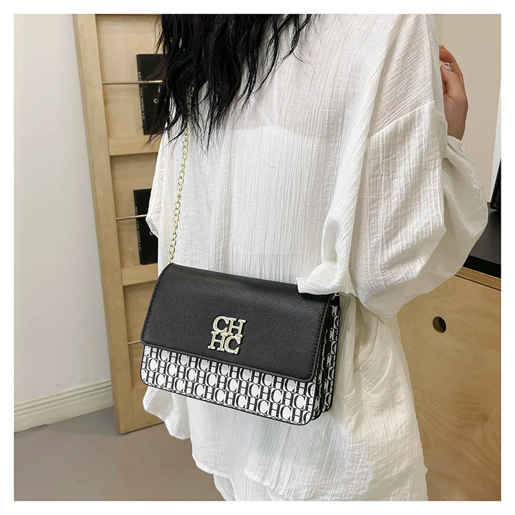 CH Multi Embossed Ladies Handbag Classic Ladies Crossbody Bag Ladies Shoulder Bag Fashion Luxury Brand Pure Color Design
