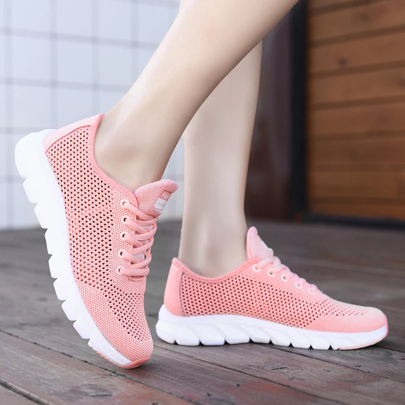 2022 Summer New Ladies Sneakers Breathable Lightweight Outdoor Running Sneakers Ladies Solid Color Tennis Ladies Casual Shoes