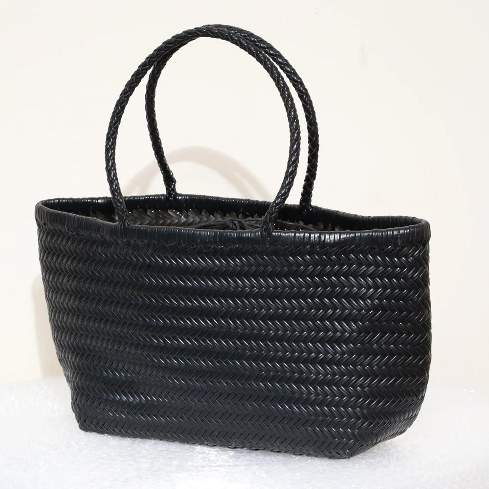 Handbags Women's Genuine Leather Shoulder Bag Weaving Casual Shopping Bag Vintage Big Tote Purse Cowhide Cross Hand Bags Lady