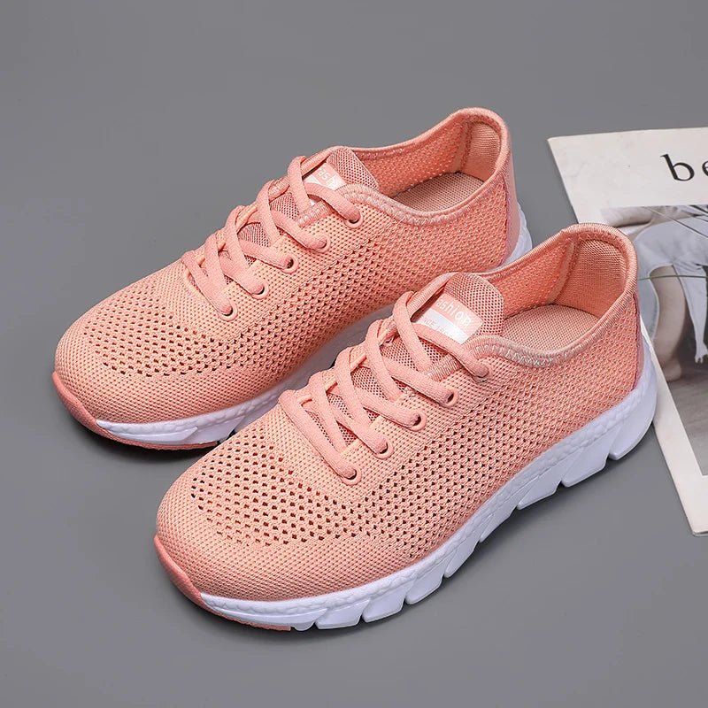 2022 Summer New Ladies Sneakers Breathable Lightweight Outdoor Running Sneakers Ladies Solid Color Tennis Ladies Casual Shoes