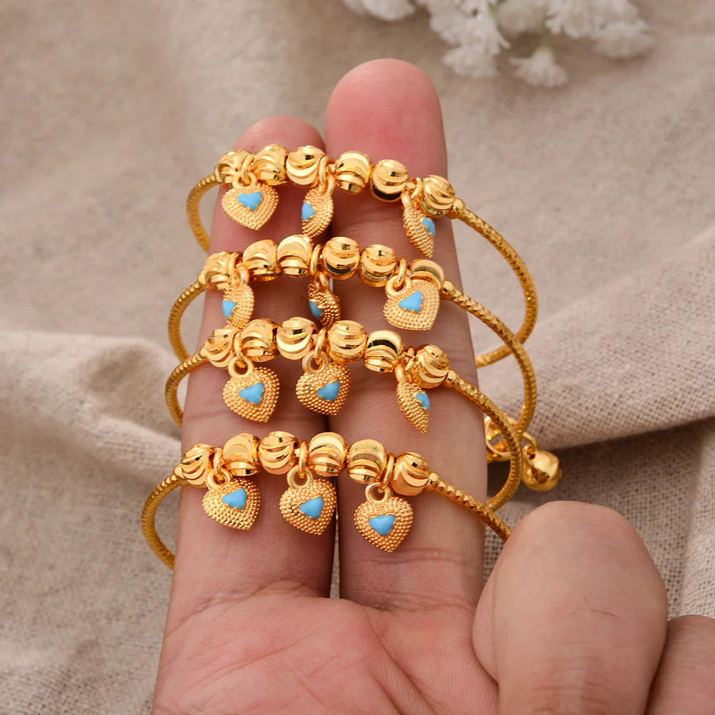 Baby Child Bangles Ethnic Dubai Gold Color Bangles Kids Bracelet Luxury Bracelet Dubai Bangles Child Jewelry Birthday Present