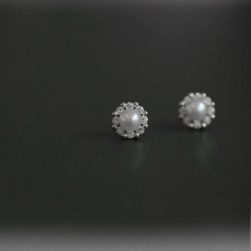 Upscale 14k Gold Jewelry Real Gold Earrings Zircon Pearl Twist Luxury Stud Earrings for Women Brincos Pendientes Bijoux
