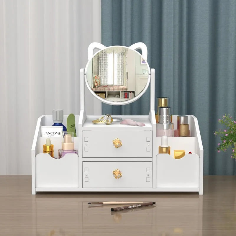 Makeup Organizer Large Capacity Cosmetic Storage Box Drawer Storage Jewelry Box Desktop NailPolish Makeup Container With Mirror