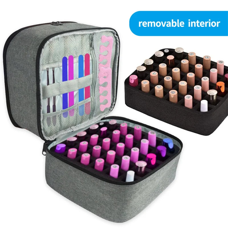 Portable 30 Bottles Nail Dryer Organizer Box Essential Oil Case Handbag Nail Polish Storage Bag Cosmetic Nailpolish Organizer