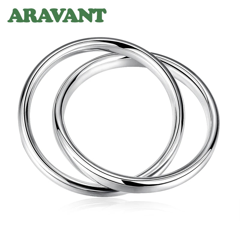 Aravant 925 Silver Double Circle Bangles For Women Men Fashion Jewelry