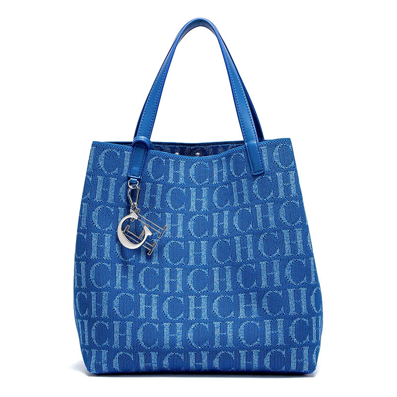 CH Ladies Shoulder Bag Simple Solid Colour Letter Print Design Ladies Tote Bag Large Capacity Daily Commuter Bag Ladies Crossbod