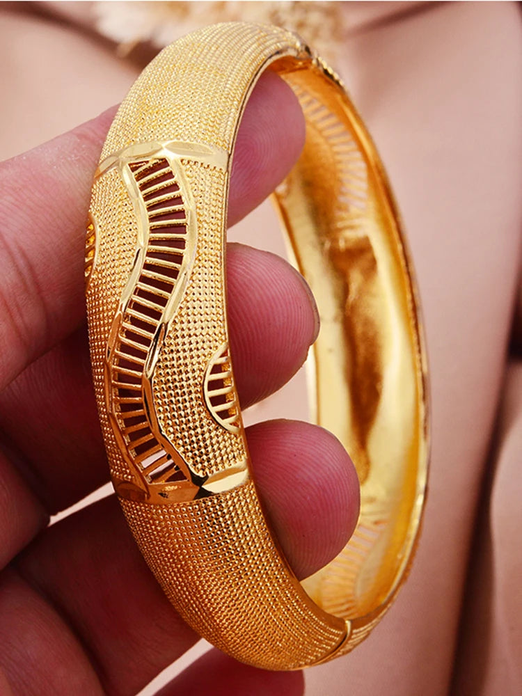 24K 1pcs France Dubai Bangles Gold Jewelry Gold Color Bangles For Ethiopian Bangles & Bracelets Ethiopian Jewelry Bangles
