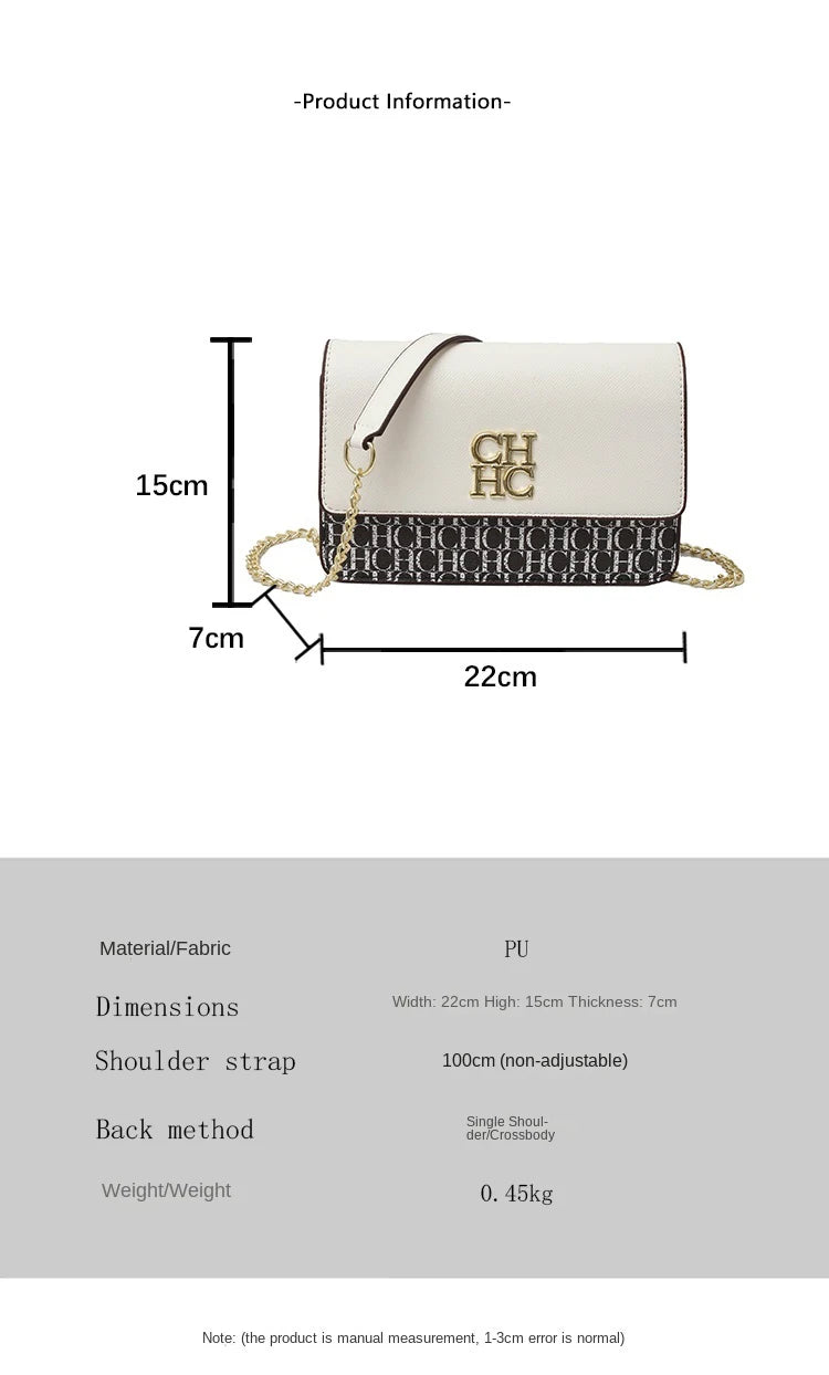 CH Multi Embossed Ladies Handbag Classic Ladies Crossbody Bag Ladies Shoulder Bag Fashion Luxury Brand Pure Color Design