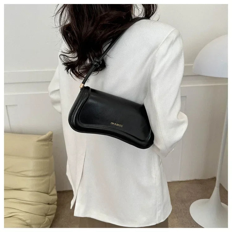 Ladies Shoulder Crossbody Bags Women Underarm Bags Solid Color Small Top-handle Bags Purse Female Daily Handbags PU Leather