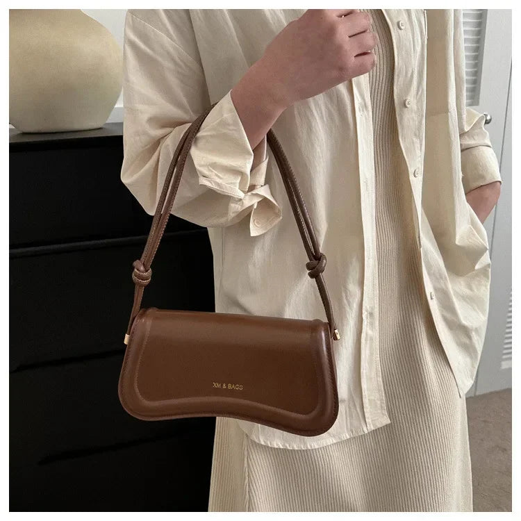 Ladies Shoulder Crossbody Bags Women Underarm Bags Solid Color Small Top-handle Bags Purse Female Daily Handbags PU Leather