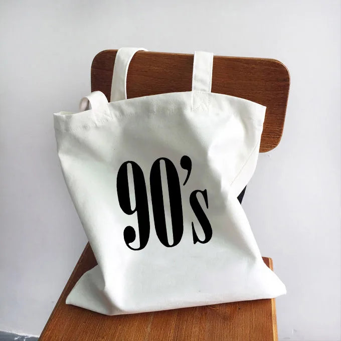 Ladies Handbags Girl Power Quotes Canvas Tote Bag Shopping Travel Women Eco Reusable Shoulder Shopper Bags High Capacity