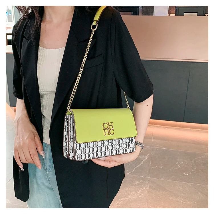 CH Multi Embossed Ladies Handbag Classic Ladies Crossbody Bag Ladies Shoulder Bag Fashion Luxury Brand Pure Color Design