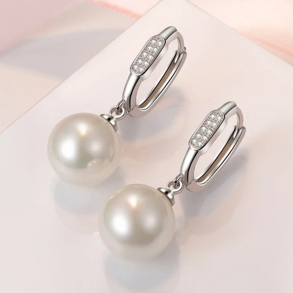 New imitation pearl earrings, inlaid crystal AAAAA zircon pendant earrings women's engagement party jewelry gift