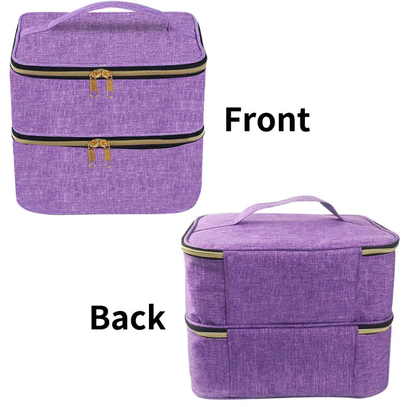Portable 30 Bottles Nail Dryer Organizer Box Essential Oil Case Handbag Nail Polish Storage Bag Cosmetic Nailpolish Organizer