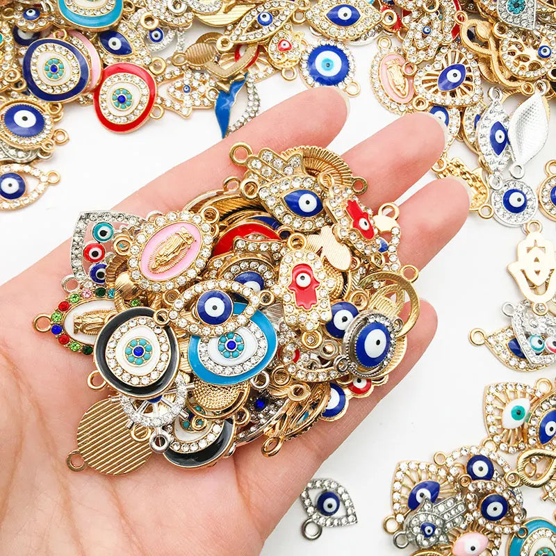 Randomly Mix 10/20pcs Lucky Evil Eye Charms For Bracelet Necklace Earring Accessory DIY Eye Charm Artificial Jewelry Pendants