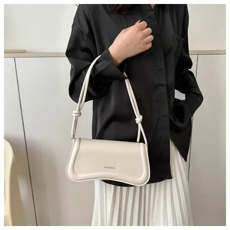 Ladies Shoulder Crossbody Bags Women Underarm Bags Solid Color Small Top-handle Bags Purse Female Daily Handbags PU Leather