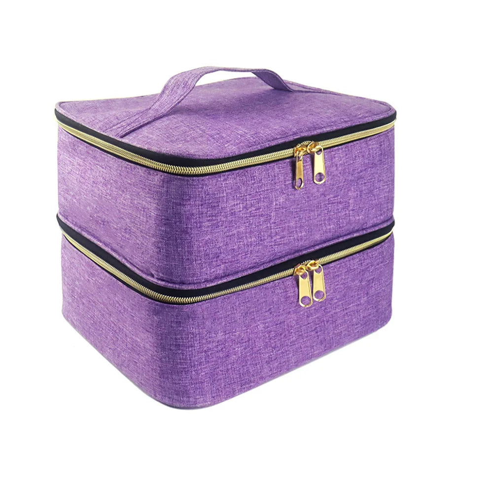 1PC 30 Bottles Pink Nail Dryer Organizer Box Nail Polish Storage Bag Essential Oil Case Cosmetic Handbag Nailpolish Organizer