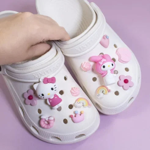 Sanrio Hello Kitty Croc Charms Kawaii Kuromi Shoe Buckle Accessories Girl Slippers DIY Decorations for Croc Jibz Bracelets Gift