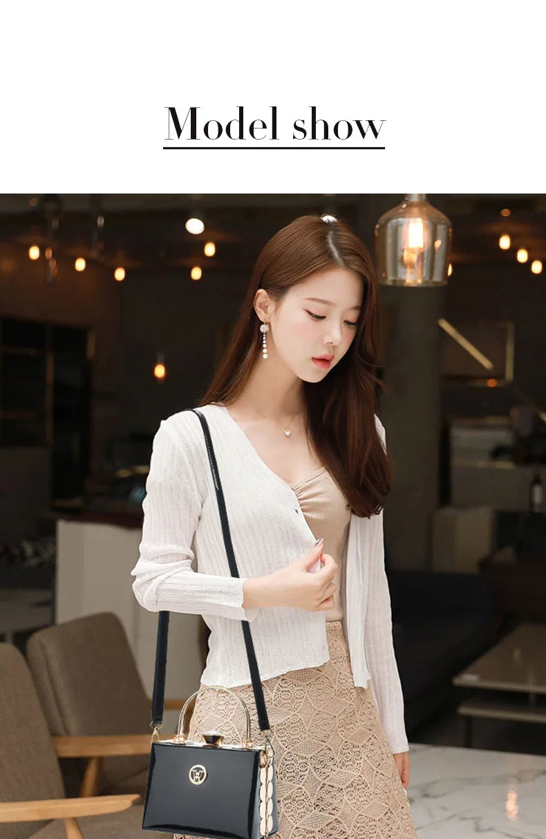 Quality Luxury Lady Messenger Bag Diamond Ladies Handbags Patent Leather Ladies Shoulder Bag Ladies Clutches Wedding Party Bags