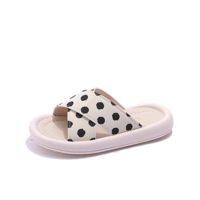Girl House Slippers Soft Soled Summer Indoor Slippers for Children Fashion Polka Dot Versatile Kids Causal Open-toe Causal Shoes