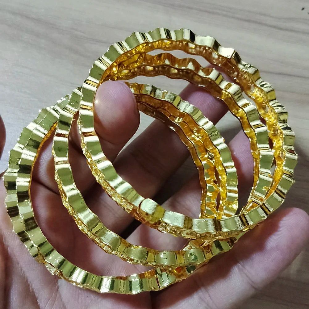 24K 4pcs France Dubai Bangles Gold Jewelry Gold Color Bangles For Ethiopian Bangles & Bracelets Ethiopian Jewelry Cuff Bangles