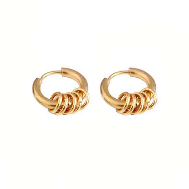 2pcs Stainless Steel Hoop Earrings For Men Small Circle Metal Ball Anti-allergic Ear Buckle Rock Hip Hop Artificial Jewelry