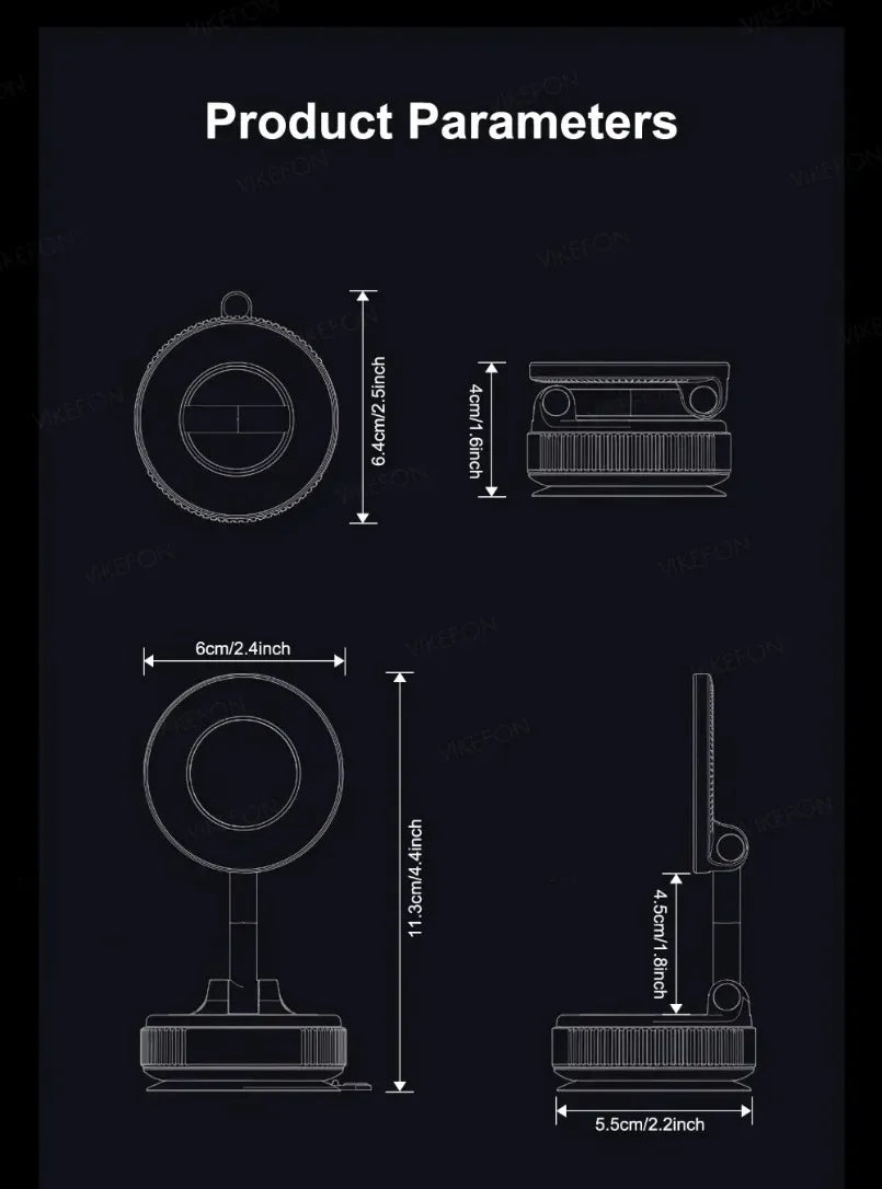 Magnetic Car Phone Holder 360° Rotation Folding With Vacuum Suction Cup For iPhone 12-16 Series Car/Gym/Driving Phone Holder