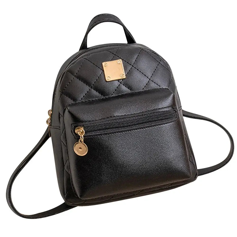 Ladies Large Capacity Portable PU Leather Backpack Waterproof knapsack Shoulder Bag Mini Rucksack