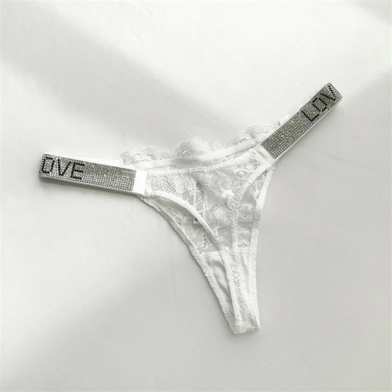 Shiny Rhinestone Thong Ladies Low Waist Panties Sexy Lingerie Ladies Briefs Underwear Panties Underwear Ladies Lingerie Thongs