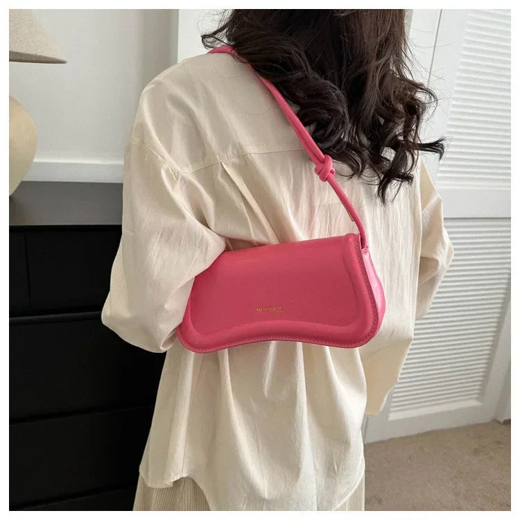 Ladies Shoulder Crossbody Bags Women Underarm Bags Solid Color Small Top-handle Bags Purse Female Daily Handbags PU Leather