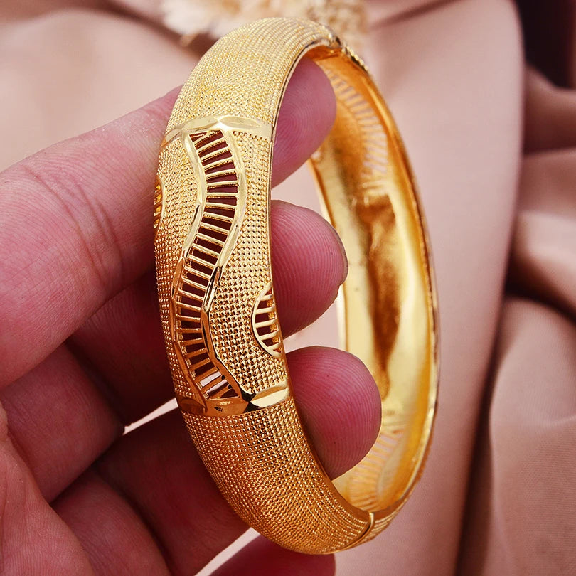 24K 1pcs France Dubai Bangles Gold Jewelry Gold Color Bangles For Ethiopian Bangles & Bracelets Ethiopian Jewelry Bangles