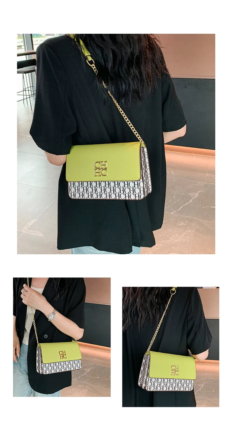 CH Multi Embossed Ladies Handbag Classic Ladies Crossbody Bag Ladies Shoulder Bag Fashion Luxury Brand Pure Color Design