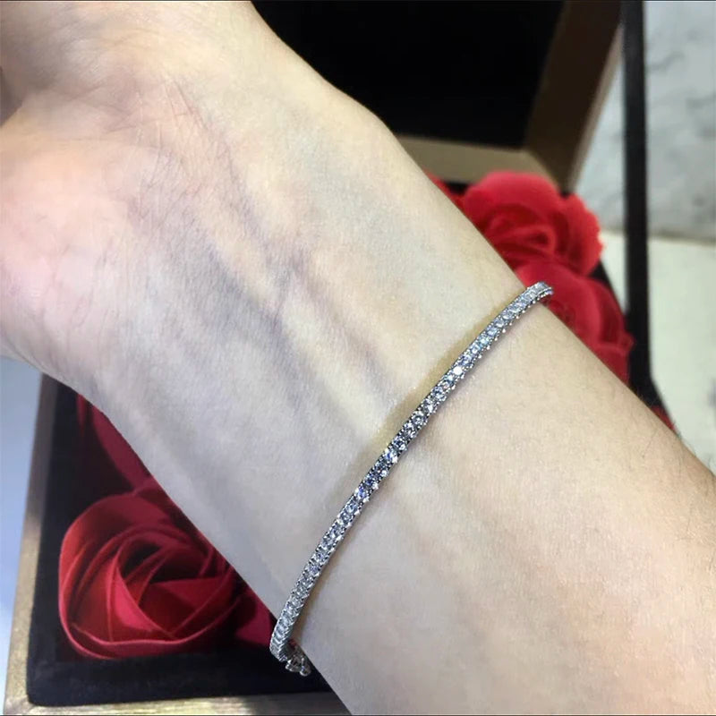 Quality Brand Pure 925 Sterling Silver Jewelry For Women Gold Bangle Move Diamond Bangle Wedding Jewelry Around Rivet 6cm Bangle