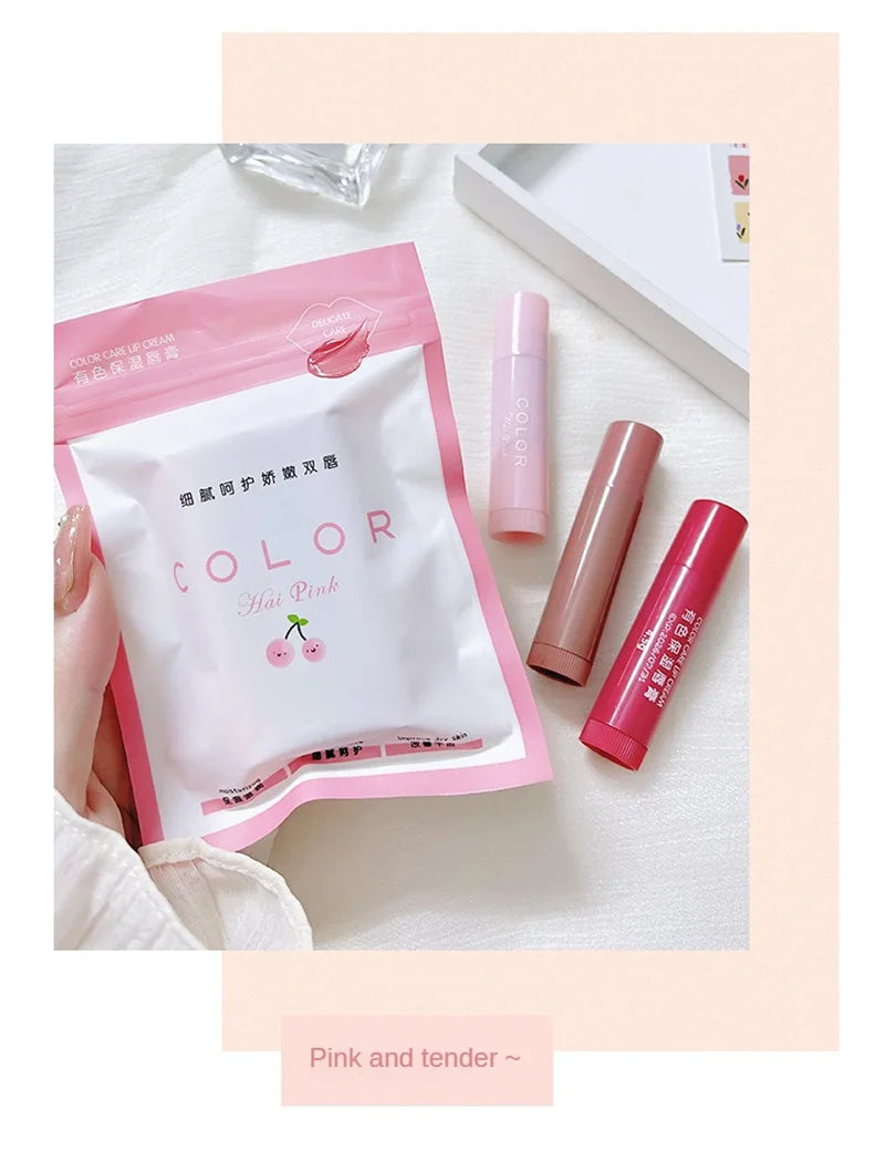 Colored Lip Balm Cute Moisturizing Lip Tint Long Lasting Waterproof Change Color Lipstick for Women Girls Lips Make Up Cosmetics