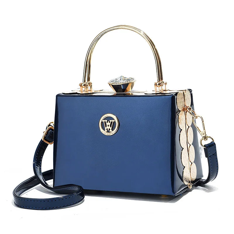 Quality Luxury Lady Messenger Bag Diamond Ladies Handbags Patent Leather Ladies Shoulder Bag Ladies Clutches Wedding Party Bags