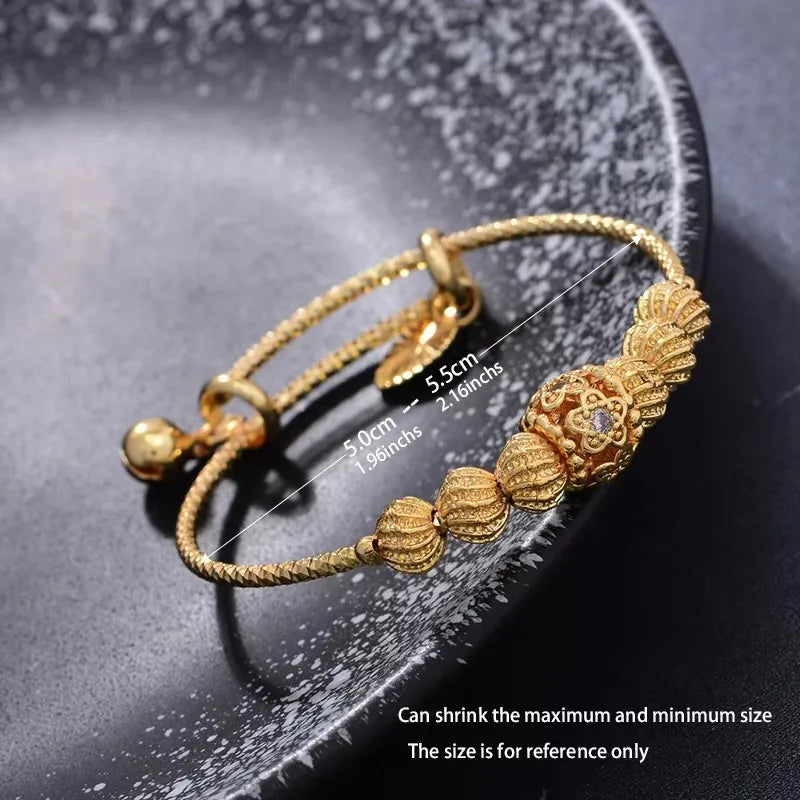 24k Bangles Girls Dubai Gold Color Turkish Egyptian Algeria Indian Moroccan Saudi Gold Color Bangles Kids Bangles Jewelry