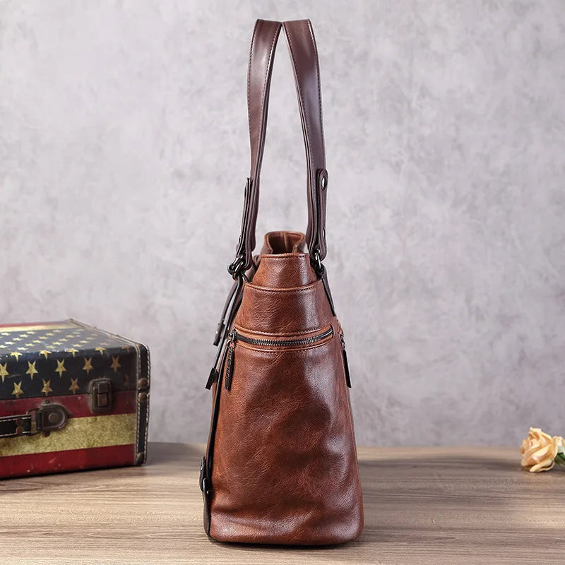 Large Handbags for Women Vintage Faux Leather Tote Bag Ladies Trend 2024 Designer Luxury Bag Black Brown Wine Red Blue Green New